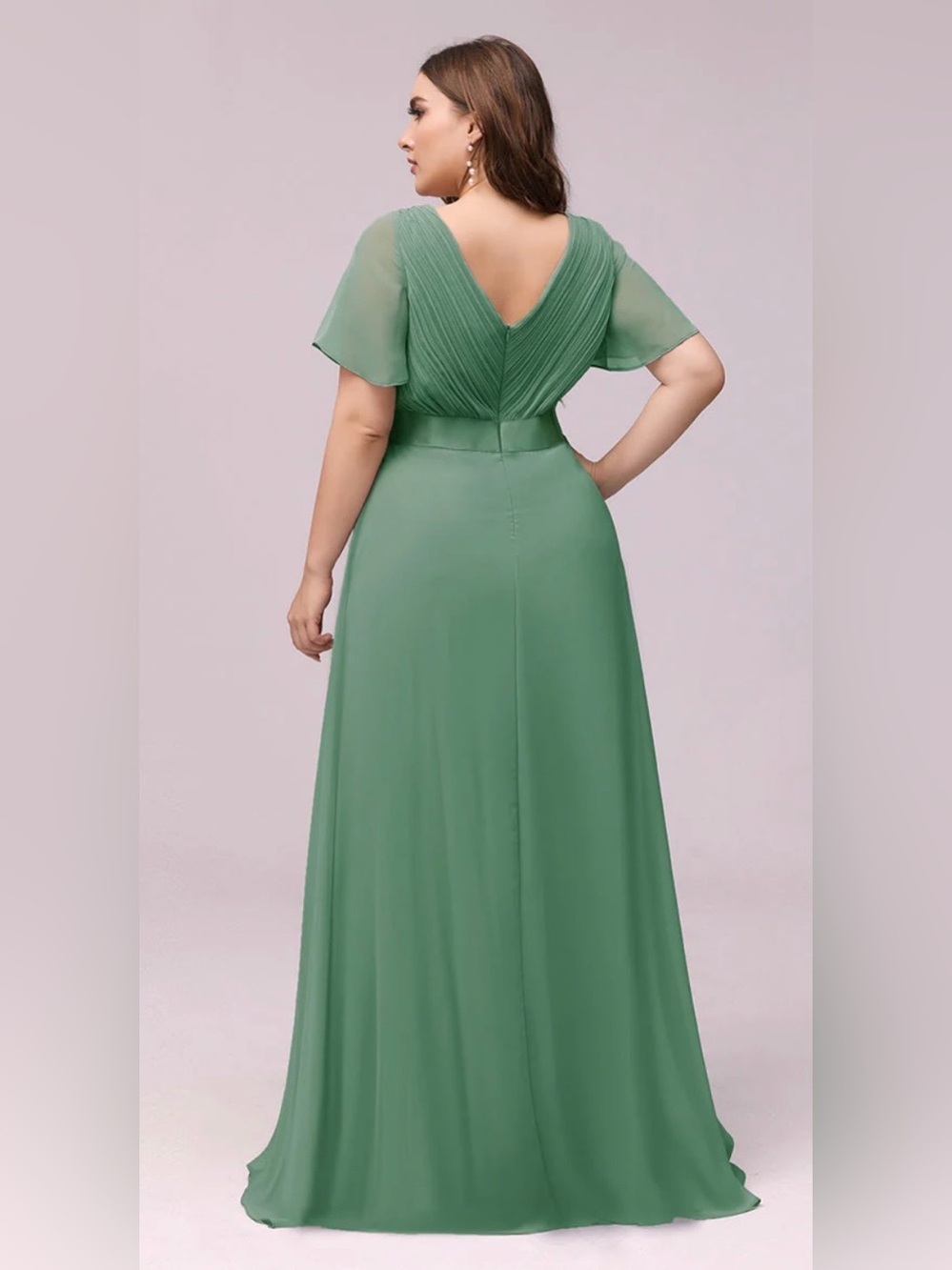 Ever Pretty Double V-Neck Ruffles Plus Size Chiffon Color Dresses size 18 - Picture 2 of 7